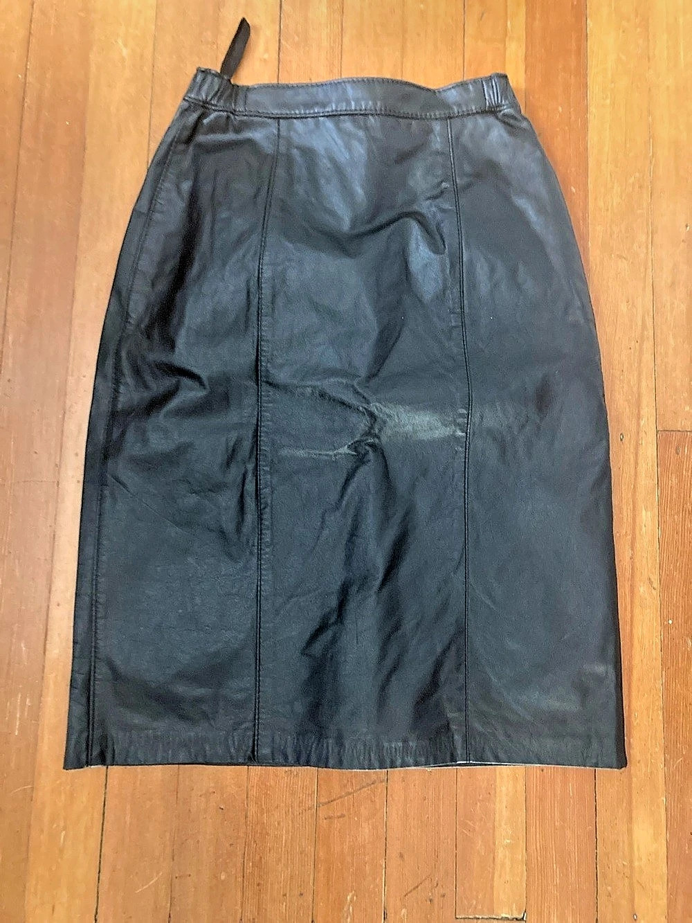 Vintage Impromptu Leather Midi pencil Skirt in Black Size XS approximately